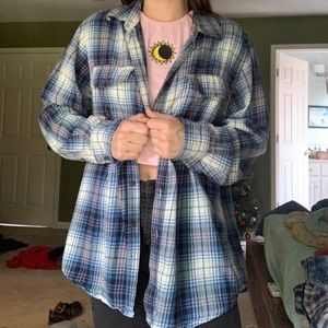 Oversized blue flannel